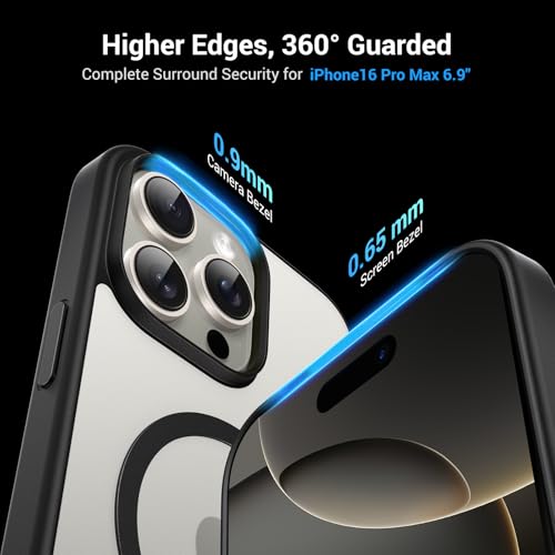 Image of UGREEN MagU Series Magnetic Case Compatible with iPhone 16 Pro Max, MagSafe Phone Cover, Revolutionary iCrystal Tech, MIL-Grade Protection, Anti-Scratch, Camera Protective, Ultra Slim Fit, Black
