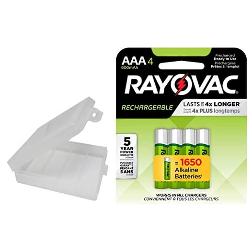 Rayovac Rechargeable 600mAh NiMH AAA Batteries 4 Pack with Holder