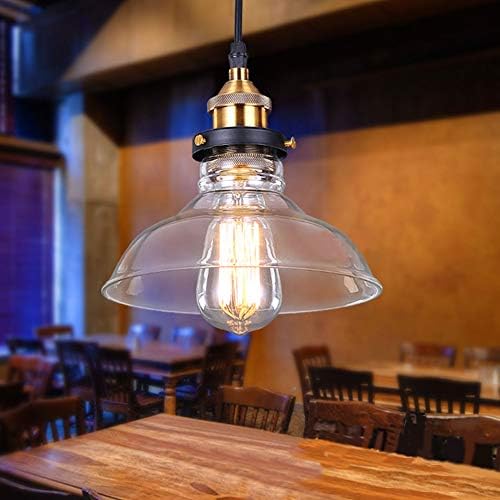 Glighone Industrial Glass Pendant Light Village Ceiling Lightshade Retro Hanging Lighting Classic Pendant Lamp Fixture E27 Bulb Base for Restaurant Kitchen Island Dining Room Bar Hallway