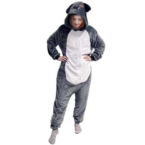 Bseical Mops Kostüm für Erwachsene Damen Herren, Tiere Onesie Tierkostüm, Karneval KostüM Herren S-XL