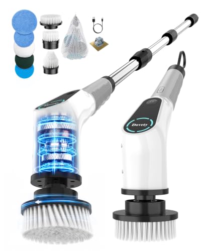 Dovety-Electric-Spin-Scrubber-Extendable-Handle-8-Brush-Heads-WH Dovety Electric Spin Scrubber, Extendable Handle, 8 Brush Heads-WH - Image 1