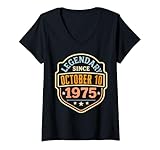 Photo Gallery donna ottobre 1975 legendary since 10 ottobre vintage compleanno maglietta con collo a v Photo Gallery donna ottobre 1975 legendary since 10 ottobre vintage compleanno maglietta con collo a v