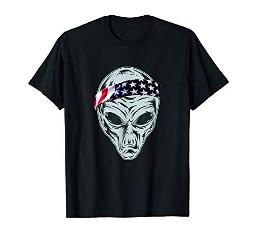 Patriótico Cabeza Alienígena Patriota Bandera Americana Camiseta