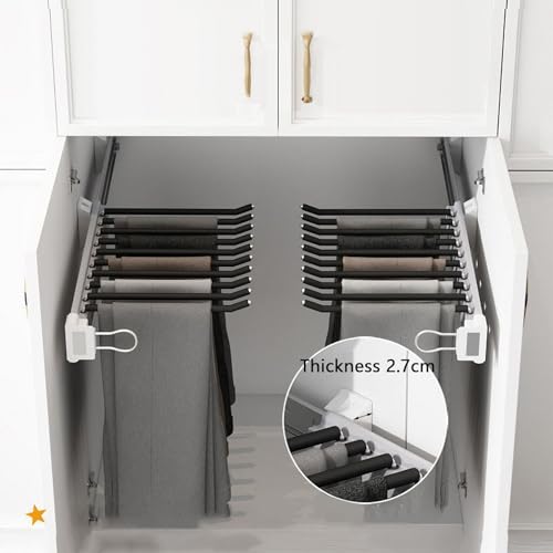 Porte-pantalons extractible armoire cintre télescopique push-pull 46cm argent - 4
