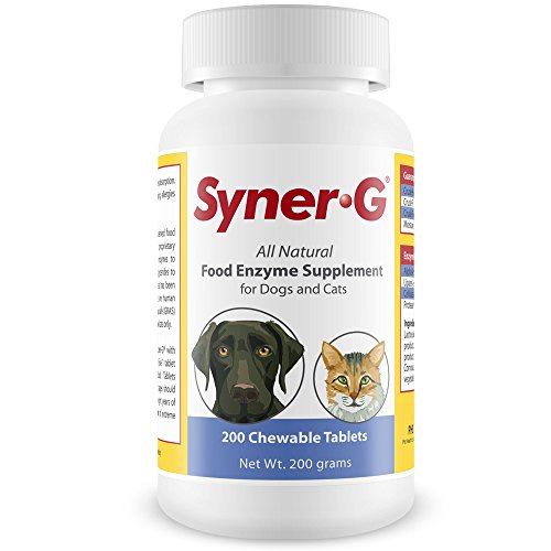 PHS Syner-G Digestive Enzymes Supplement for Dogs and Cats - Enzymes Alpha-Amylase, Lipase, Cellulase, and Protease - Digestion Support, Absorption of Nutrients, Skin Health - Made in USA - 200 Tablets