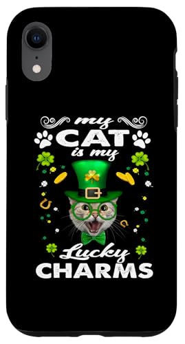 Carcasa para iPhone XR My Cat Is My Lucky Charm Kitten St Patricks Day Cats Lovers