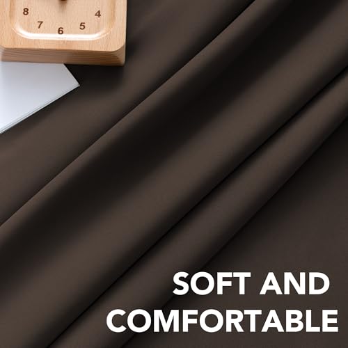 Image of H.VERSAILTEX Blackout Curtains Thermal Insulated Window Treatment Panels Room Darkening Blackout Drapes for Living Room Back Tab /Rod Pocket Bedroom Draperies, 52 x 72 Inch, Chocolate Brown, 2 Panels