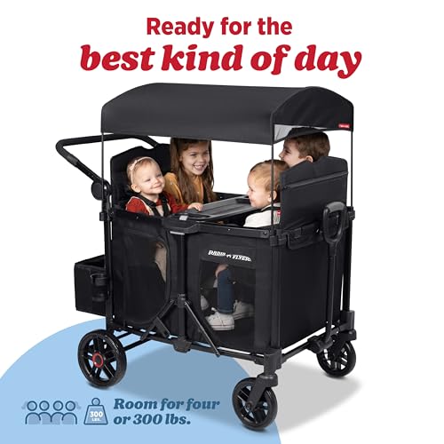 Image of Radio Flyer Voya 2.0 XT 4-Seat Stroller Wagon, For Kids 6+ Months, Compact