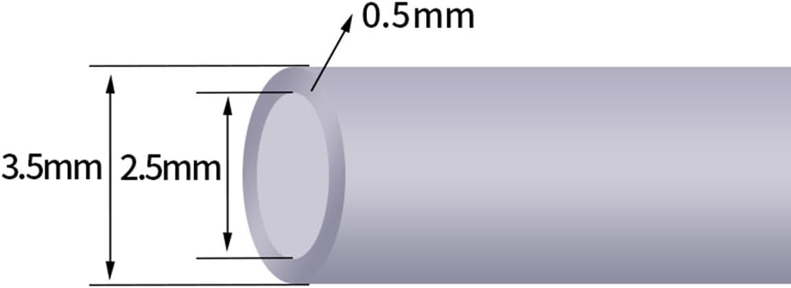 Silicone Tubing, Silicone Hose, Water Dispenser Hose, Horizontal Hose, OD 3.5 mm, ID2.5 mm, Wall Thickness 0.5 mm, Length 18m(59.05ft)