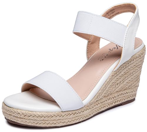 Image of Vepose Women's Open Toe Espadrille Wedge Sandals with Ankle Strap 881