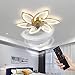 Ventilatore LED dimmerabile, ventilatore da soffitto con luce, plafoniera dimmerabile con telecomando, 6 velocità di ventilazione Ventilatore da soffitto con illuminazione e telecomando,oro