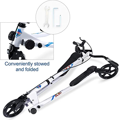 Aodi 3 Wheel Foldable Scooter Swing Scooter Tri Slider Kick Wiggle Scooters Push Drifting With Adjustable Handle For Boys/Girl/Adult Age 8 Years Old And Up #TOP2