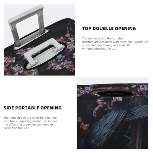 Wooden Shelf Raven Dark Gothic Elastic Travel Luggage Covers Dustproof Scratch-Resistant Suitcase Protector Fit 22-24 Inch3
