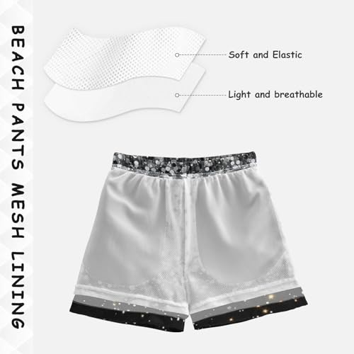 Pigsaly Boys Swim Trunks Graphite Ash Gray Gradient Flashing Glitter Boys Board Shorts Swimsuit Swimwear Bathing Suit XS4