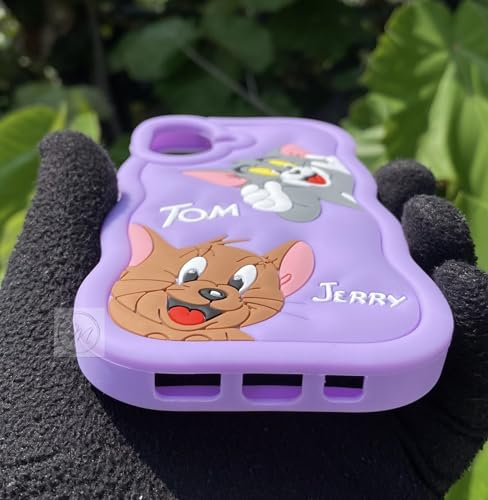 Image of MIDOS Back Cover Compatible with iPhone 16 Plus Soft Silicone 3D Cute Cartoon Full Protective Case for iPhone 16 Plus (Purple)