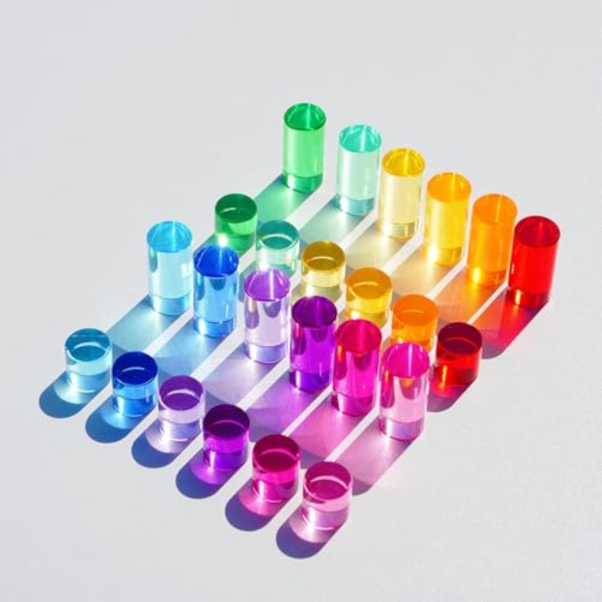 Rainbow Building Blocks Set, 10 Acrylic Gemstone Cylinders