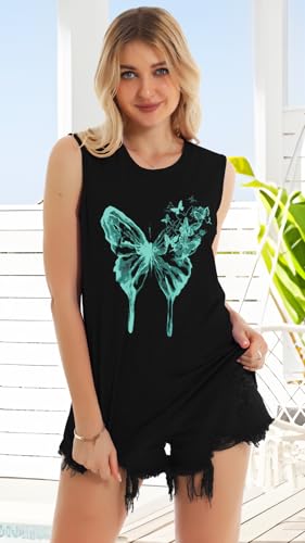 Image of Womens Tank Tops Summer Casual Sleeveless Top Loose Fit Basic Tunic Shirts