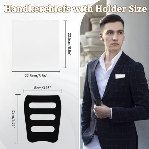 Image of LJBFNN Pocket Squares Handkerchiefs for Men Soft Cotton Mens Womens White Pocket Square with Holder for Suit Wedding Business