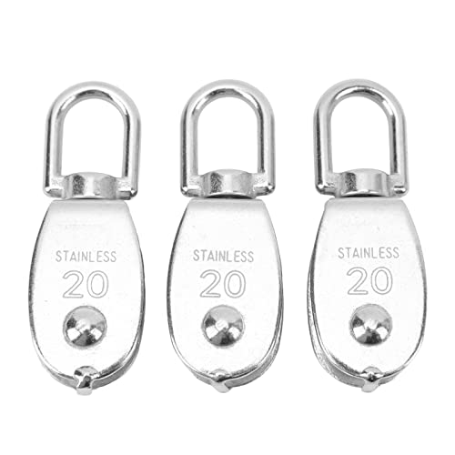 Stainless Steel Rotating Single Pulley Block Crane Wheel for Lifting Boat Decks Camping Hiking (m20)