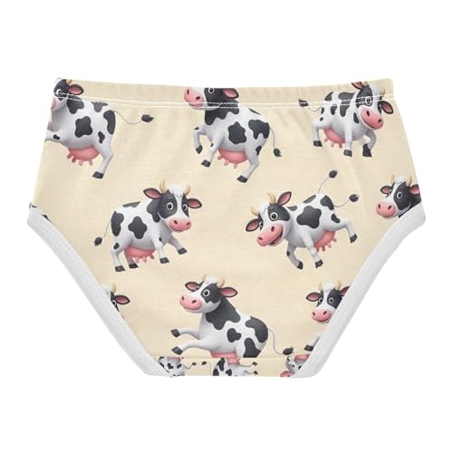 Panties for Girls, Black White Cows Beige Toddler Briefs, Cotton Underwear for Girls, 2T–8 Years2