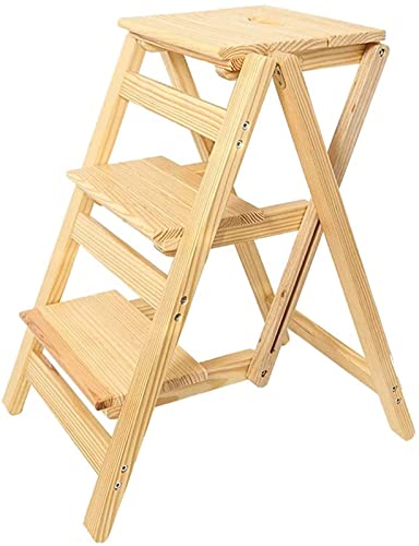 Silla de escalera plegable de madera de 3 escalones para el hogar 2
