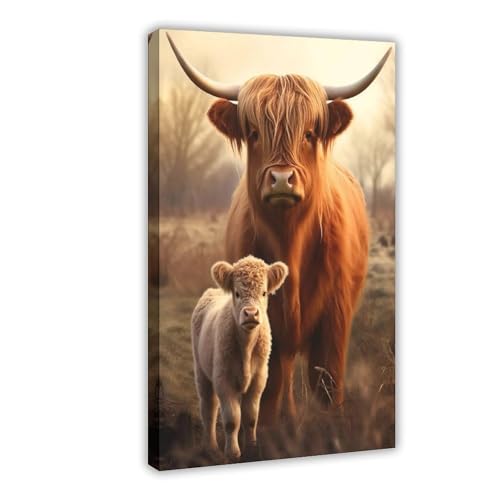 Poster sur toile bétail des Highlands de qualité supérieure 40x60 cm pour salon