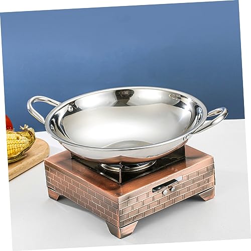 Olla para cocinar wok de acero inoxidable con doble asa miniatura 6