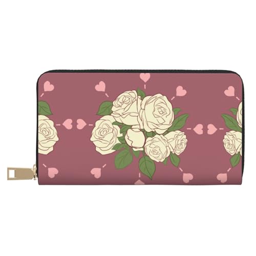 Cartera de mano moderna rosa blanca con compartimentos organizadores