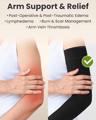 Image of KEMFORD Lymphedema Compression Arm Sleeves for Women - Arm Support for Swelling & Edema