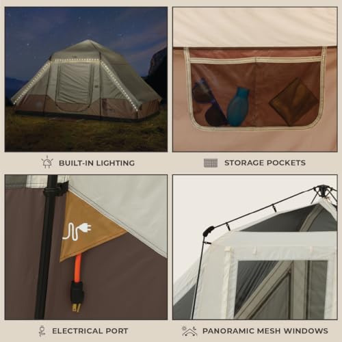 CORE Carpa Instantánea Cabin con Luces LED | Carpa Pop Up Grande para 6 Personas con Bolsas de Almacenamiento para Camping y Aventuras al Aire Libre miniatura 6