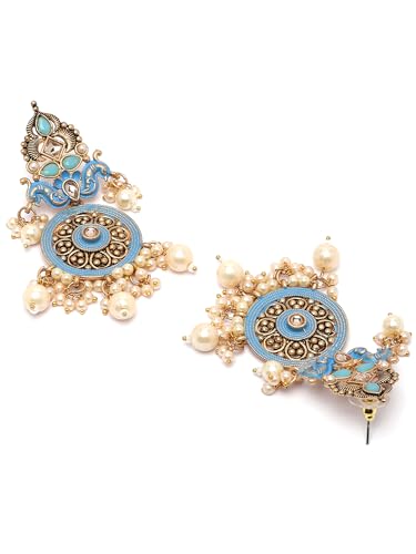 Image of Karatcart Red Stone Studded Gold Plated Drop Earrings for Women