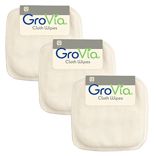 Image of GroVia Reusable Cloth Diapering Wipes, 12 Count (3-Pack) (Color Mix 1)