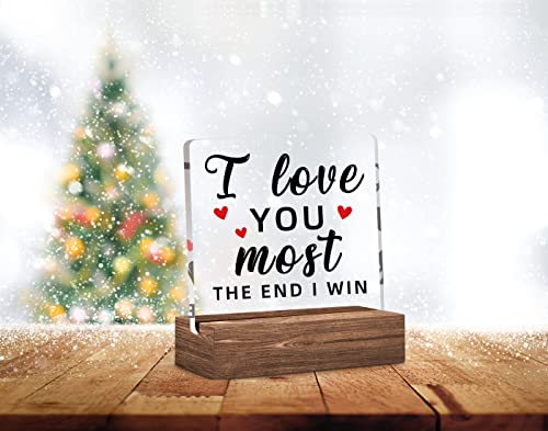 I Love You Valentines Day Gift, Sweet Clear Desk Decorative Sign With Wood Stand, Home Office Positive Plaque Decor For Boyfriend Girlfriend Wife Husband Birthday Valentine's Day Gifts #TOP2