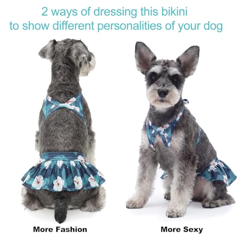 Image of CuteBone Dog Bikini Dress, Stylish Swimsuit Costume for Small Dogs, Comfortable & Adjustable Puppy Bathing Suit, Soft Outfit Pet Apparel for Beach, Pool and Summer Fun DB47L