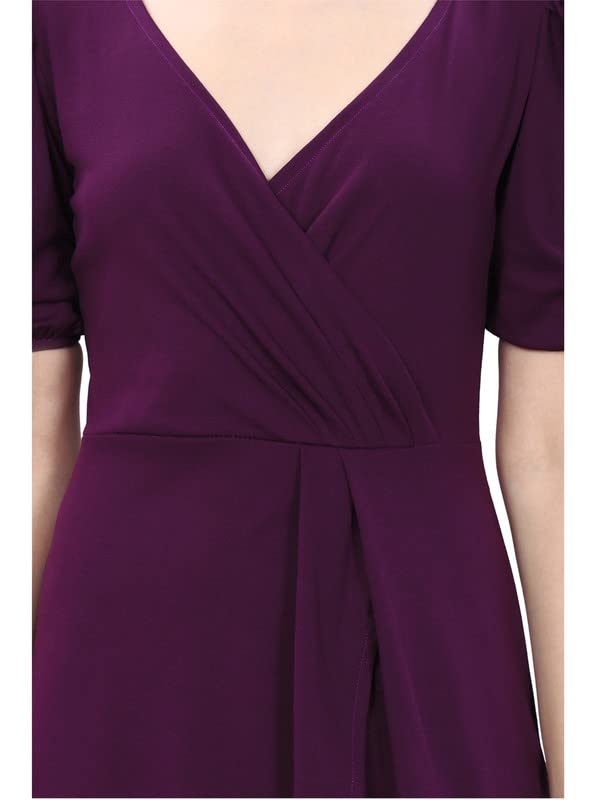 Image of SIRIL Women's Knitted Stretchable Bodycon Polyester Mini Dress (266Tk6023-M), Wine