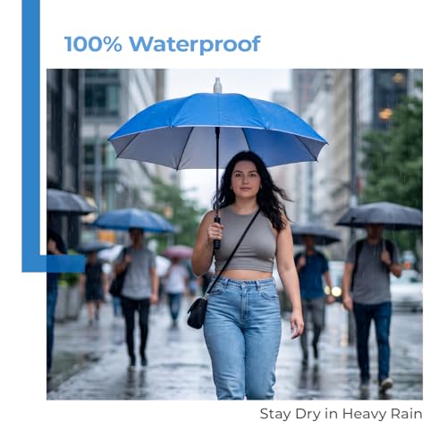 Image of Lifelong Travel Windproof Umbrella for Rain | 3-Fold Auto Open Waterproof | 23-Inch UV Protection Canopy | 8-Rib Compact Travel Umbrella for Men & Women | Black