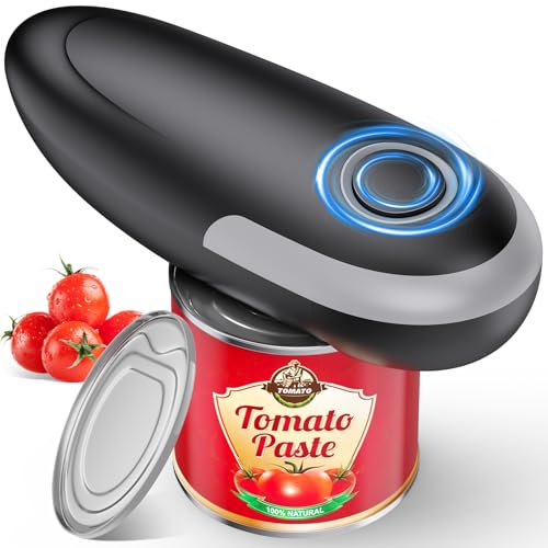 One Touch Electric Can Opener Fits All Can Sizes, Electric Can Openers for Kitchen Food Safe with Smooth Edge, Kitchen Gadgets Automatic Can Opener for Seniors, Arthritis and Chef（Black)