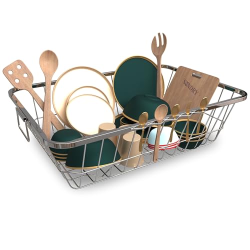 Image of SUNDRY Square-Big Stainless Steel 44cm x 56 cm Utensils Basket Dish Rack with Handle, Kitchen Organiser Stand,Bartan Basket for Kitchen