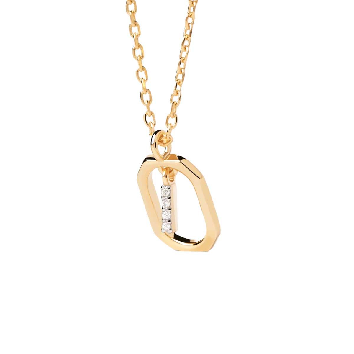 PDPaola Mini Letter I Necklace Collana con nome a lettera oro, Onesize, Argento sterling, Zirconia cubica
