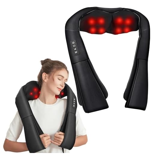 Brelley Masajeador Cervical y Espalda con Calor 3D, Masajeador Espalda Ideal para Aliviar el Dolor Muscular, Regalo para Mujeres y Hombres