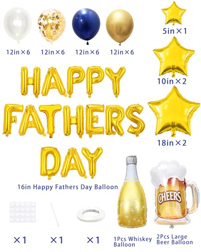 Image of 50 pcs Happy Father's Day Balloon Set Decorations for Party, Pack of Father's Day Banner Letters Party Supplies for Photo Booth Backdrop