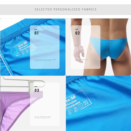 Men's Sexy Underwear Low Waist Ice Silk Briefs Skinny Breathable Bikini Underpants2