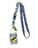 DC Comics Batman Lanyard Breakaway Clip Badge ID Holder with 1.5' Rubber Charm