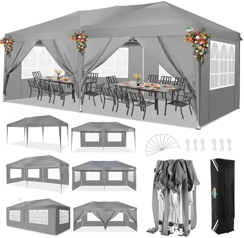 Tonnelle Pliante 3x6 M étanche Avec 6 Parois Latérales - Anti-UV 50+, Structure Acier, Montage Rapide