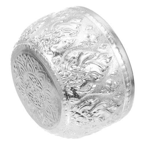 Artibetter Bol Étain Thaï Sculpté Authentique Bol de Cérémonie Importé pour Salade de Fruits Riz Décoration Ethnique pour Restaurant et Banquets
