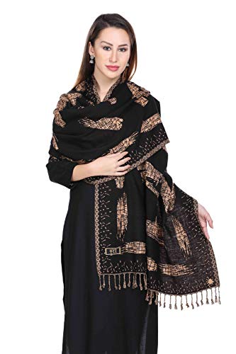 Image of KRITI Paisley Design Woollen Beige Color Shawl For Women