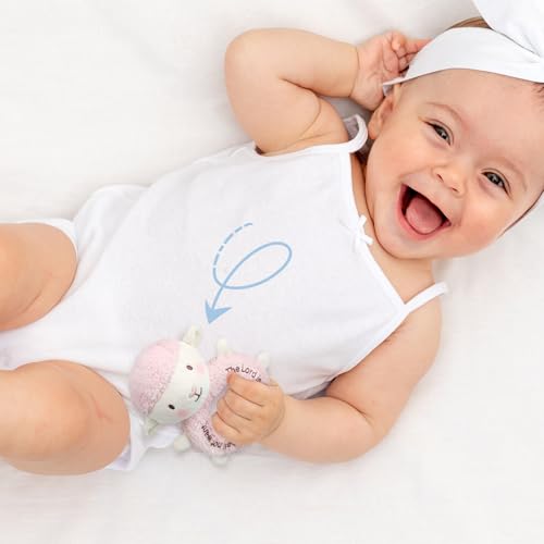 Image of Karenhi Lamb Pink Stuffed Animal Little Stuffed Animal Praying Baptism Soft Plush Snuggle God's Toy Embroidered Religious Gifts for Boys Girl Baby Shower Mom Barnyard Nursery Decor Doll Toy