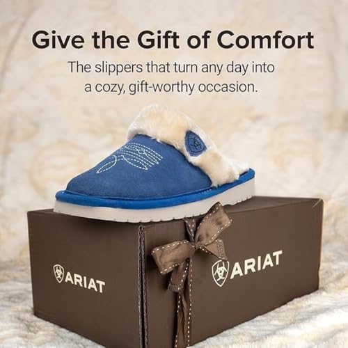 Image of ARIAT Women's Jackie Square Toe Warm Soft Genuine Suede Leather Indoor Outdoor Slippers with Plush Collar