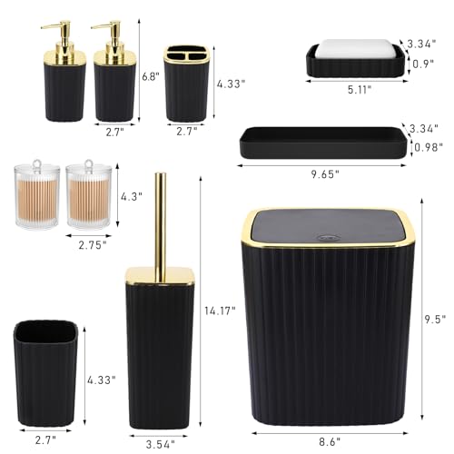 image for XLHOMO Bathroom Accessories Set - Gorgeous Black Bathroom Set, 10PC Ba