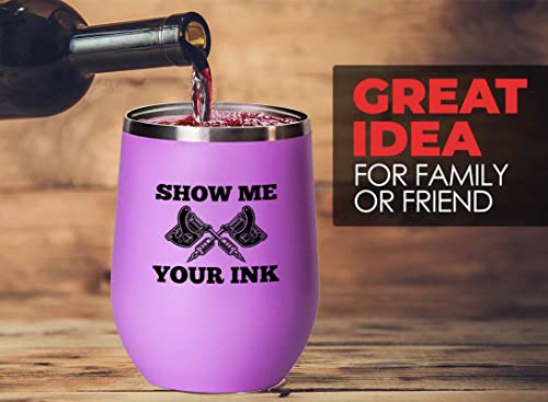 Tattoo Artist Pink Wine Tumbler 12oz - Me Your Ink - Tattoo Shop Tats Tattooist Inked Tattoos Artisan Painter